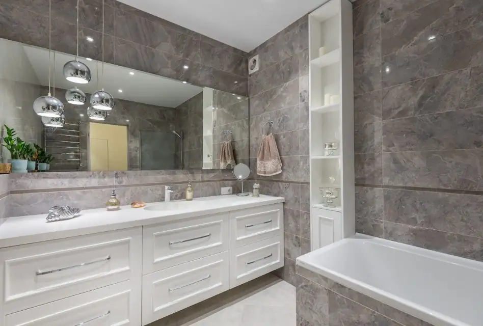 wooden crate shelves bathroom