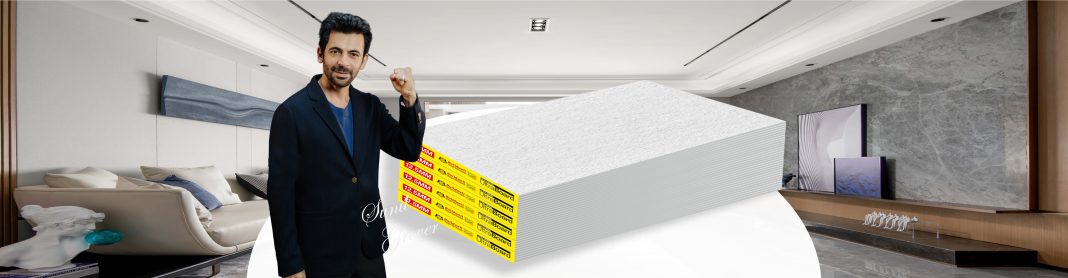 Actor Sunil Grover promoting gypsum boards in a modern interior setting by the Best Gypsum Board Supplier in IndiaActor Sunil Grover promoting gypsum boards in a modern interior setting by the Best Gypsum Board Supplier in India